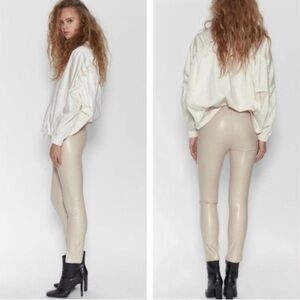 Zara Women's Cream leather Pants - size small